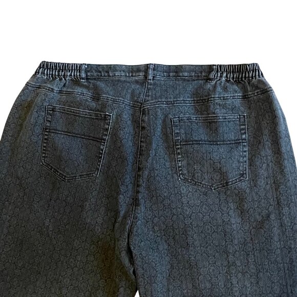 Allison Daley Plus Crop Jeans Gray Black Floral Print Stretch Waist Panels 22W - Picture 3 of 15